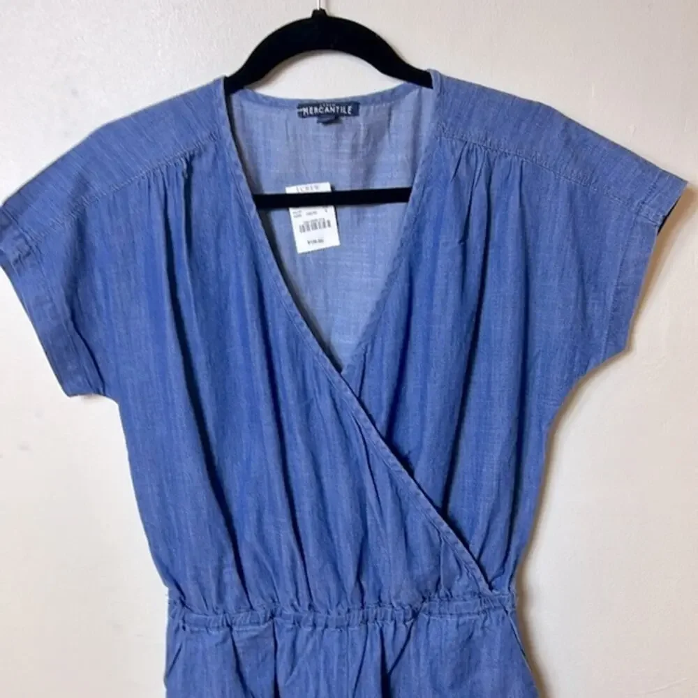 NWT J Crew Mercantile chambray denim surplice jumpsuit